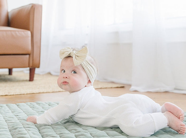 Linen Infant Play Mat with Toy Setup