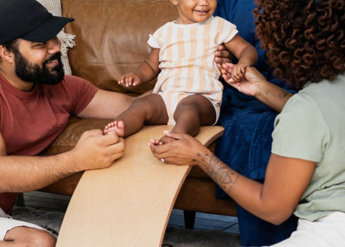 Natural wood balance board for active play.