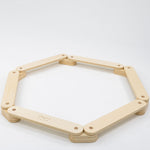 Wooden balance beam designed for children's fun.