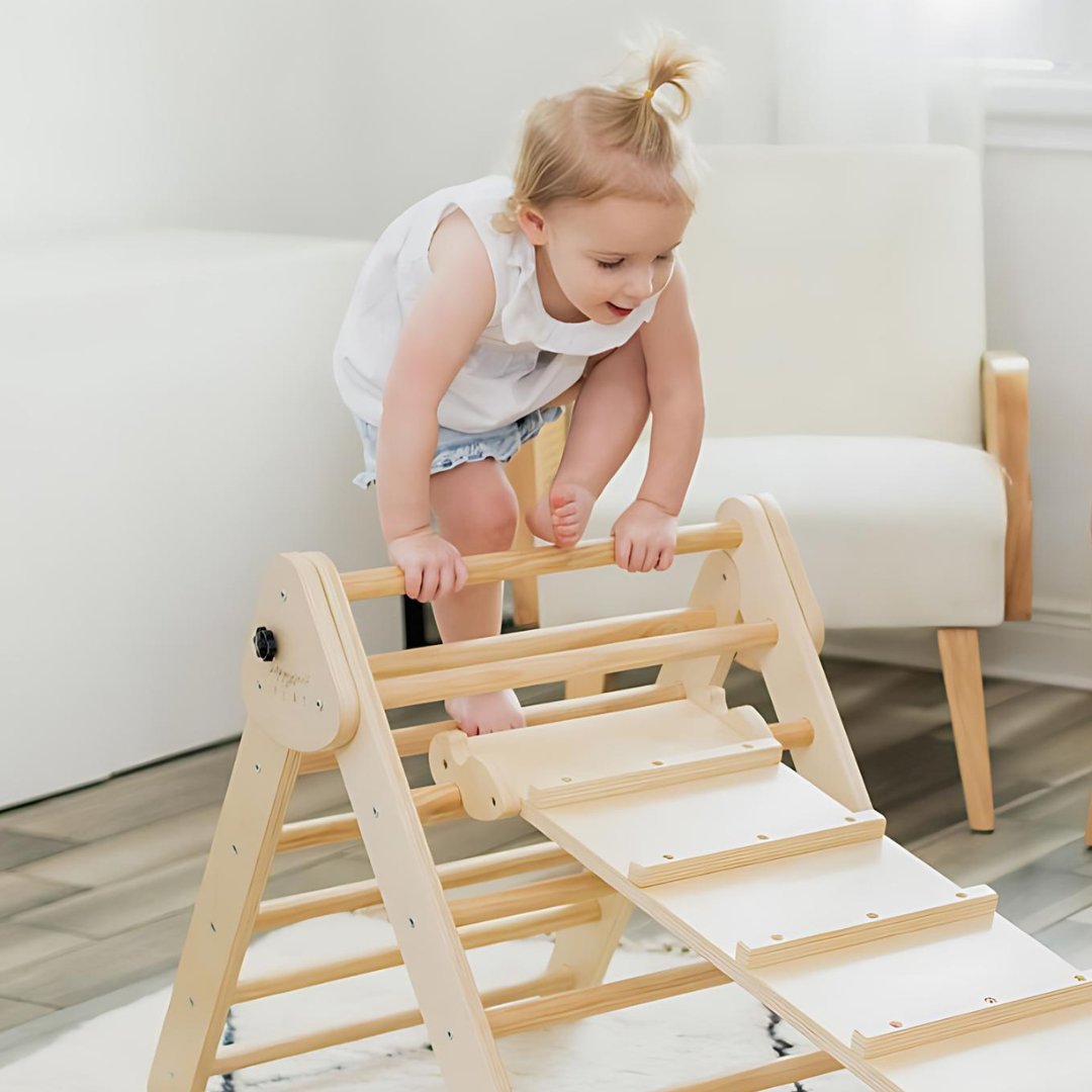 Montessori Toys. Wood. Pikler Triangle. Poppyseed Play