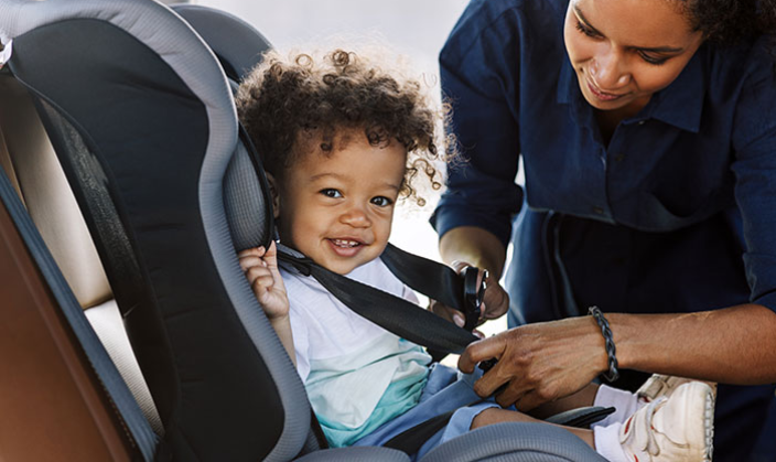 baby in the car on seat