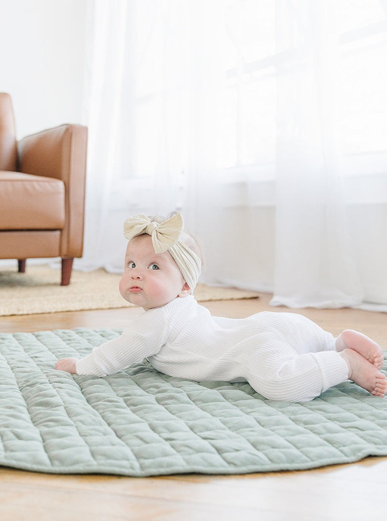 Linen Infant Play Mat with Toy Setup