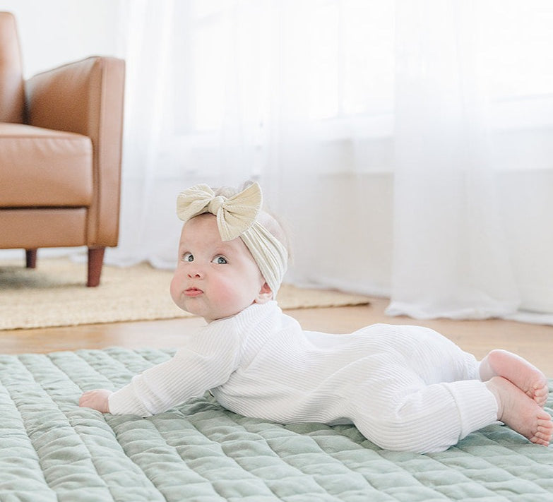 Linen Infant Play Mat with Toy Setup