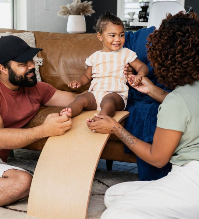 Natural wood balance board for active play.