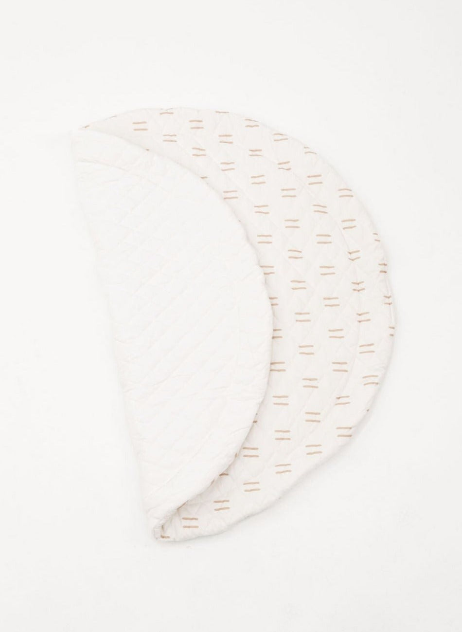 Portable padded play mat with a soft surface, easy to fold and store when not in use.