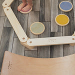 Close-up of the balance beam, stepping stones, and balance board from the Ultimate Balance Bundle.