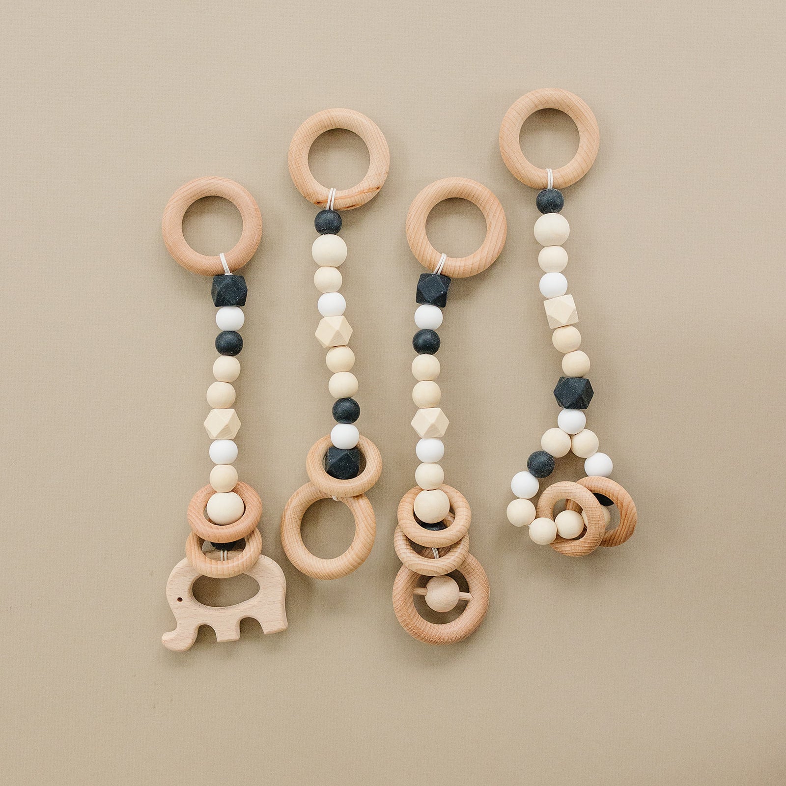 Wooden Baby Gym + Black Toys  - Poppyseed Play