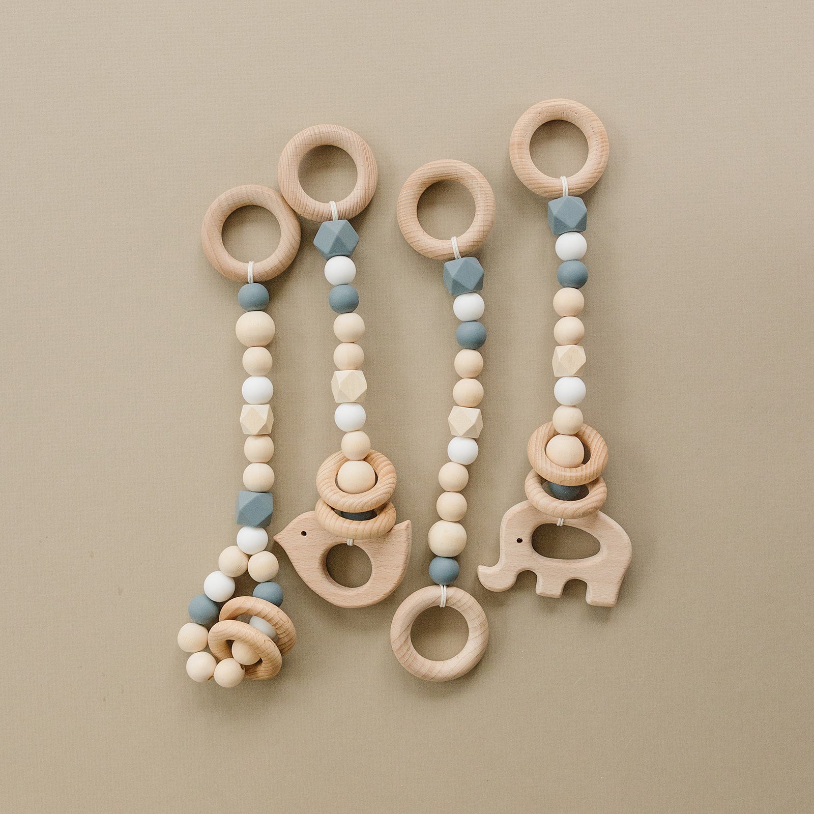 Wooden Baby Gym + Gray Toys  - Poppyseed Play