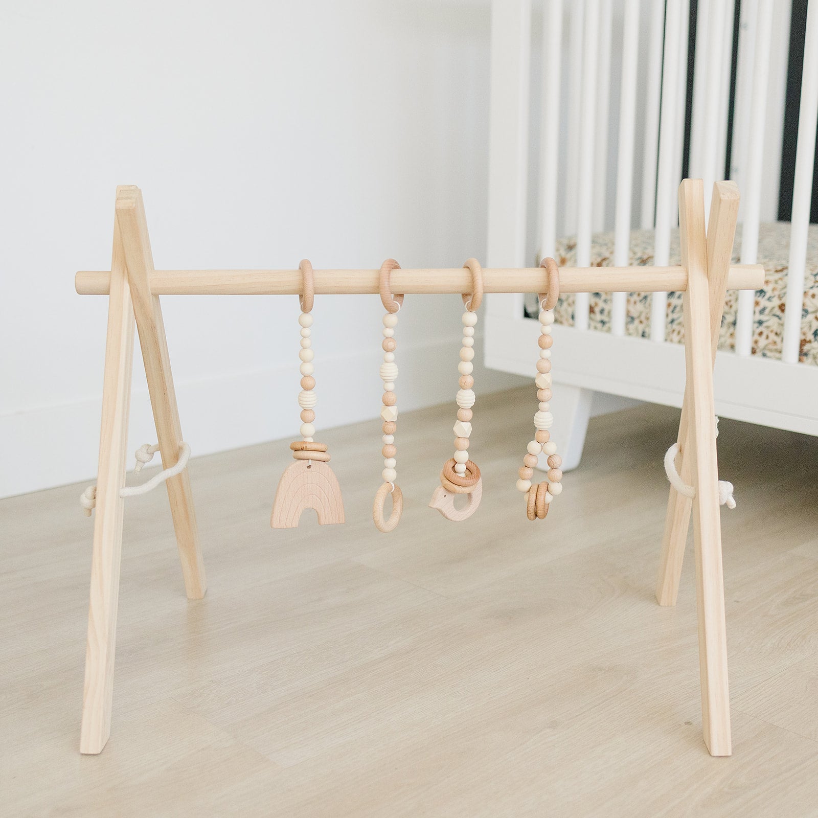 Wooden Baby Gym + Natural Wood Toys  - Poppyseed Play