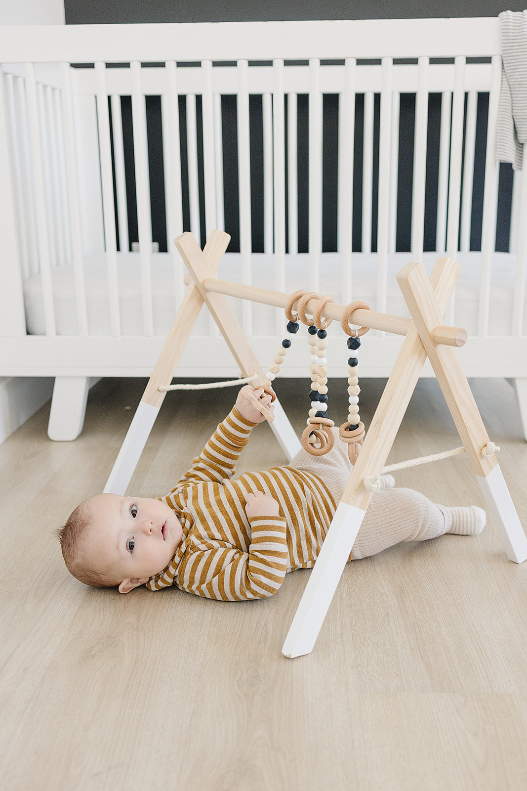 Wooden Baby Gym + Black Toys  - Poppyseed Play